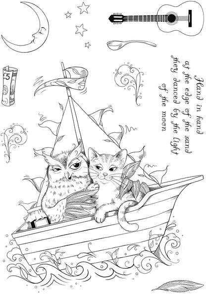 Pink Ink Designs The Owl & The Pussycat 6 in x 8 in Clear Stamp Set