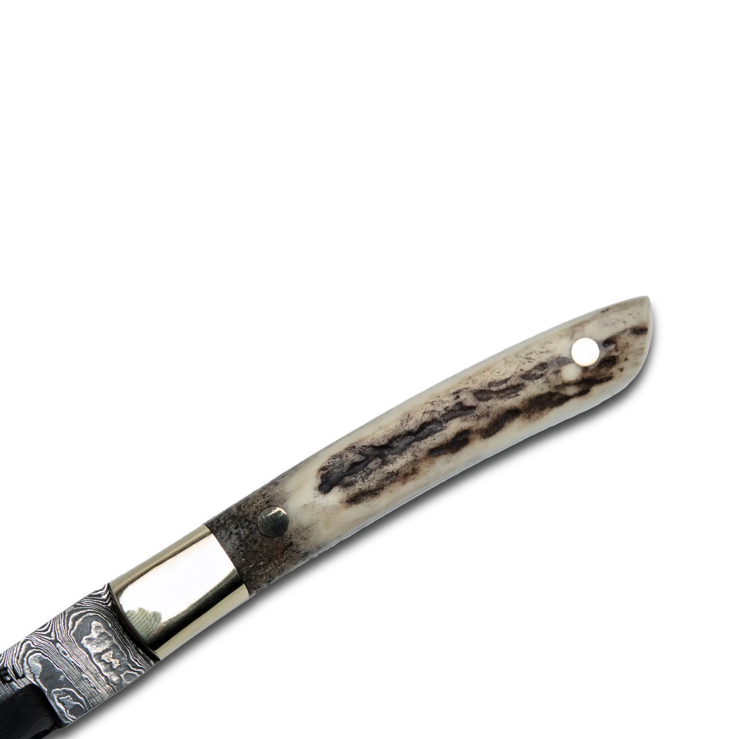 AKARI Skinner Messer 3,5 Zoll mit Hirschhorngriff und Original-Lederscheide
