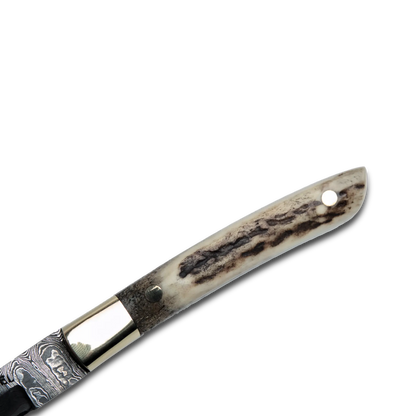 AKARI Skinner Messer 3,5 Zoll mit Hirschhorngriff und Original-Lederscheide