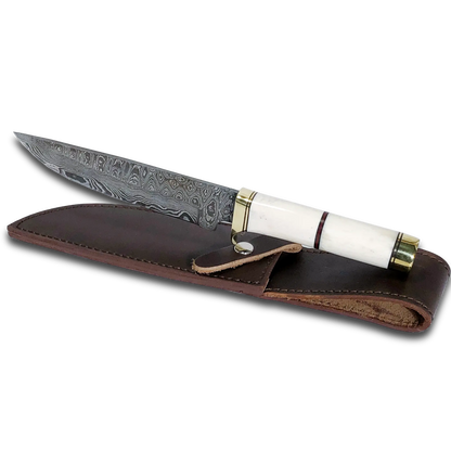 Haruto Bowie-Messer - Kamelknochengriff 7,5 Zoll mit Lederscheide
