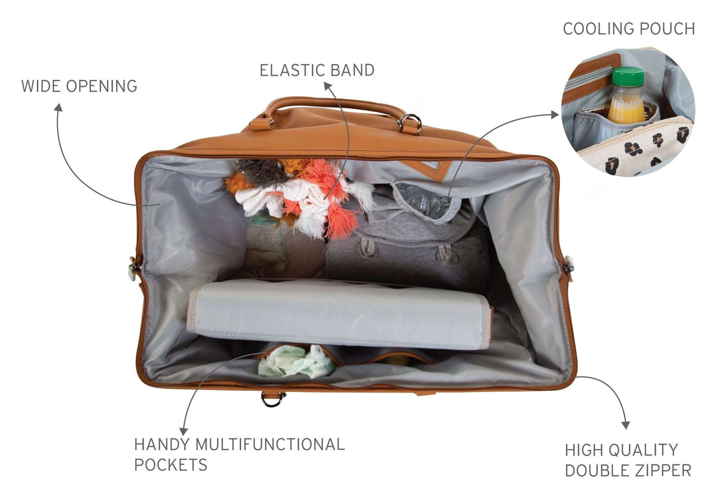 Vintage Leder-Look Braune Wickeltasche