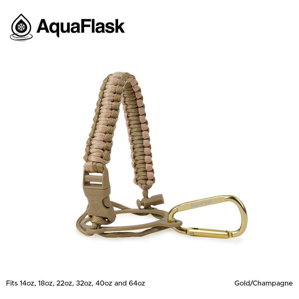 AquaFlask 400 ml–1,9 l Paracord-Griff mit Karabinerhaken – Robuster Trageriemen für Wasserflaschen