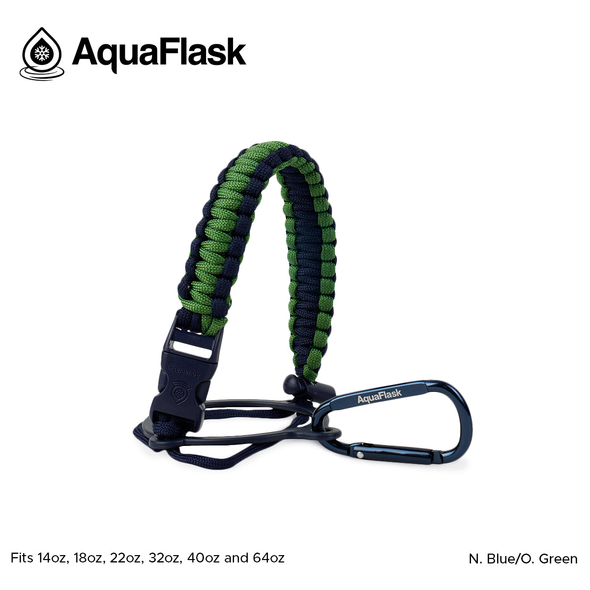 AquaFlask 400 ml–1,9 l Paracord-Griff mit Karabinerhaken – Robuster Trageriemen für Wasserflaschen