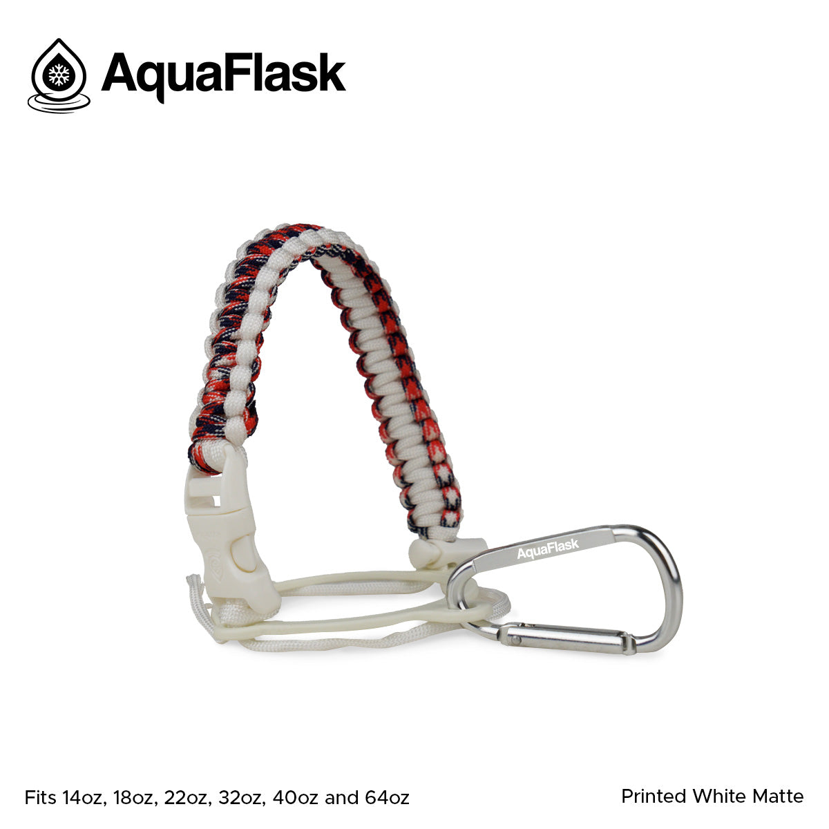 AquaFlask 400 ml–1,9 l Paracord-Griff mit Karabinerhaken – Robuster Trageriemen für Wasserflaschen