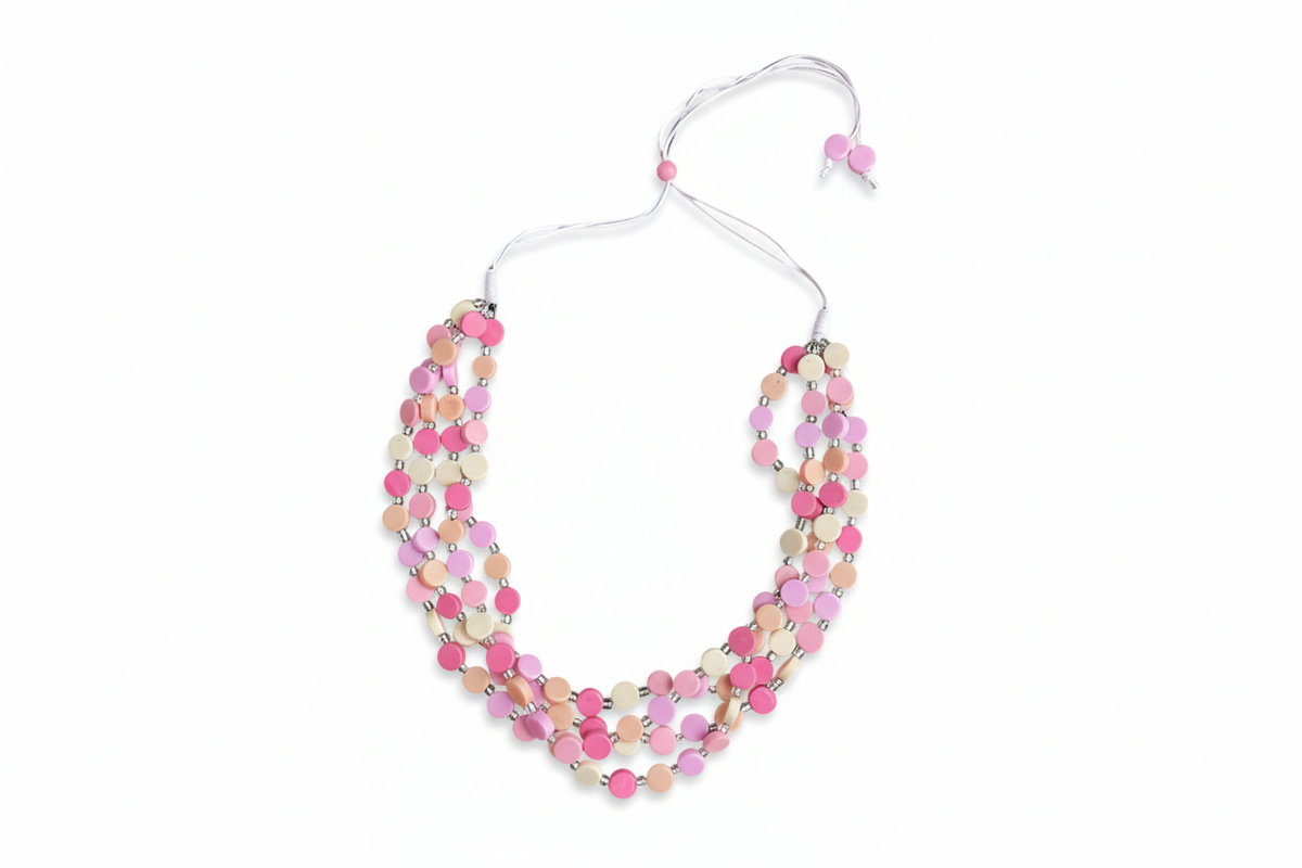 Resin & Glass Bead Disc Necklace