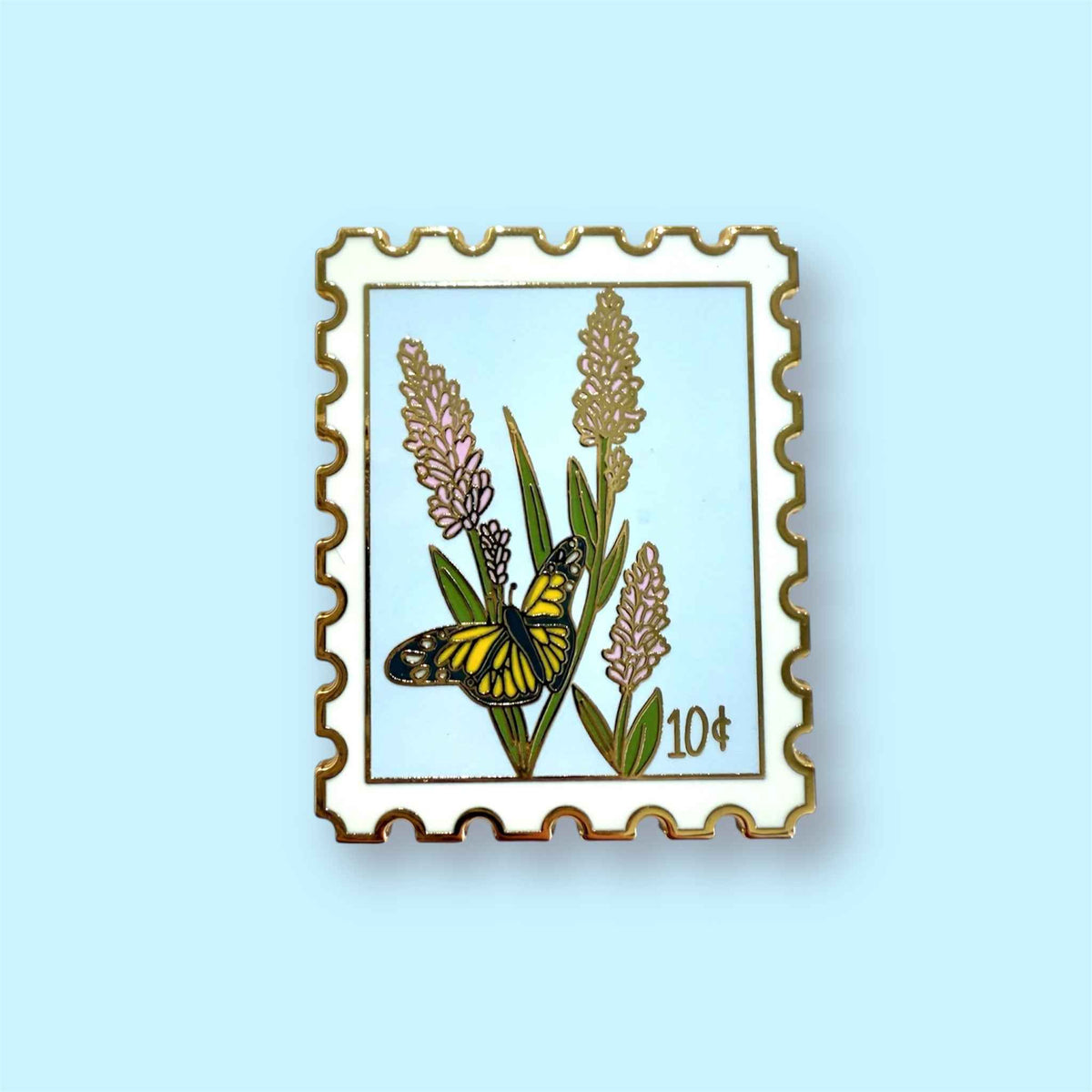 Lavender Postage Stamp Enamel Pin