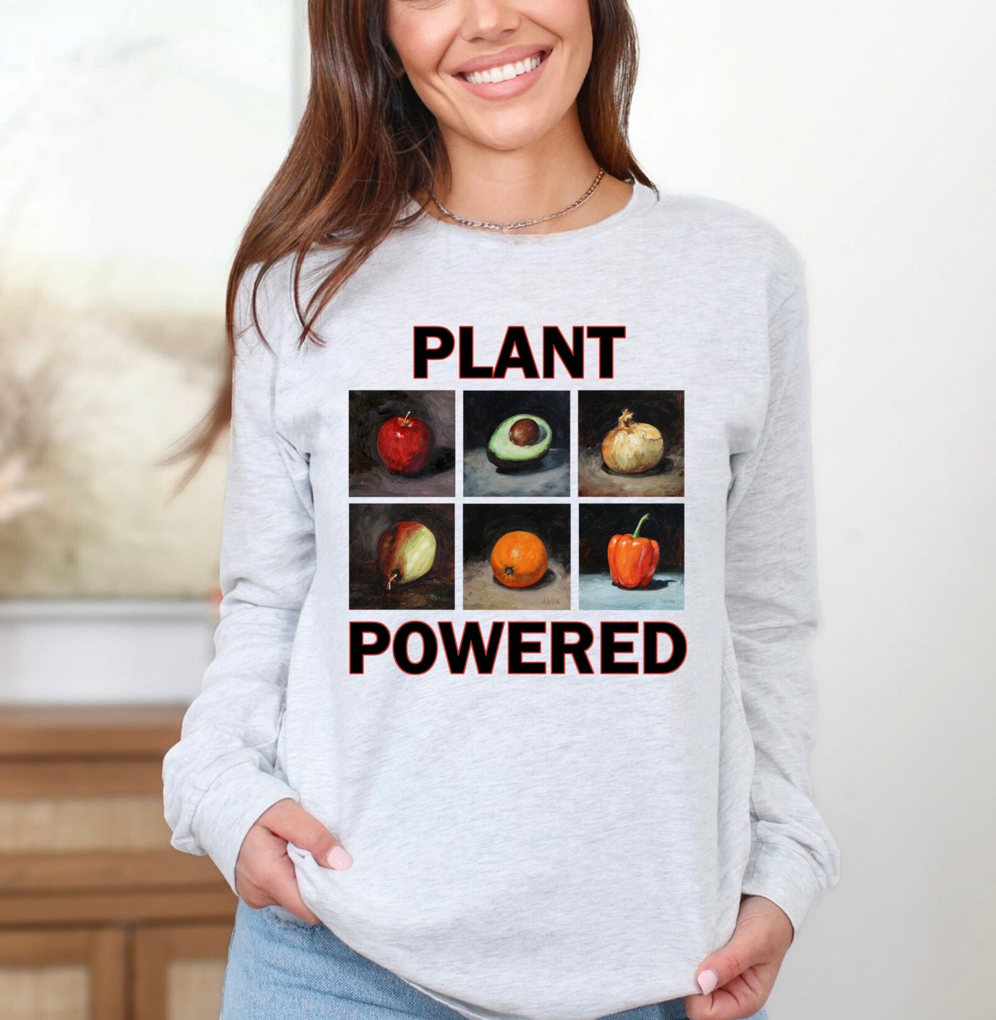 Pflanzenbasierte Langarm-T-Shirt – Bequemes Baumwoll-T-Shirt