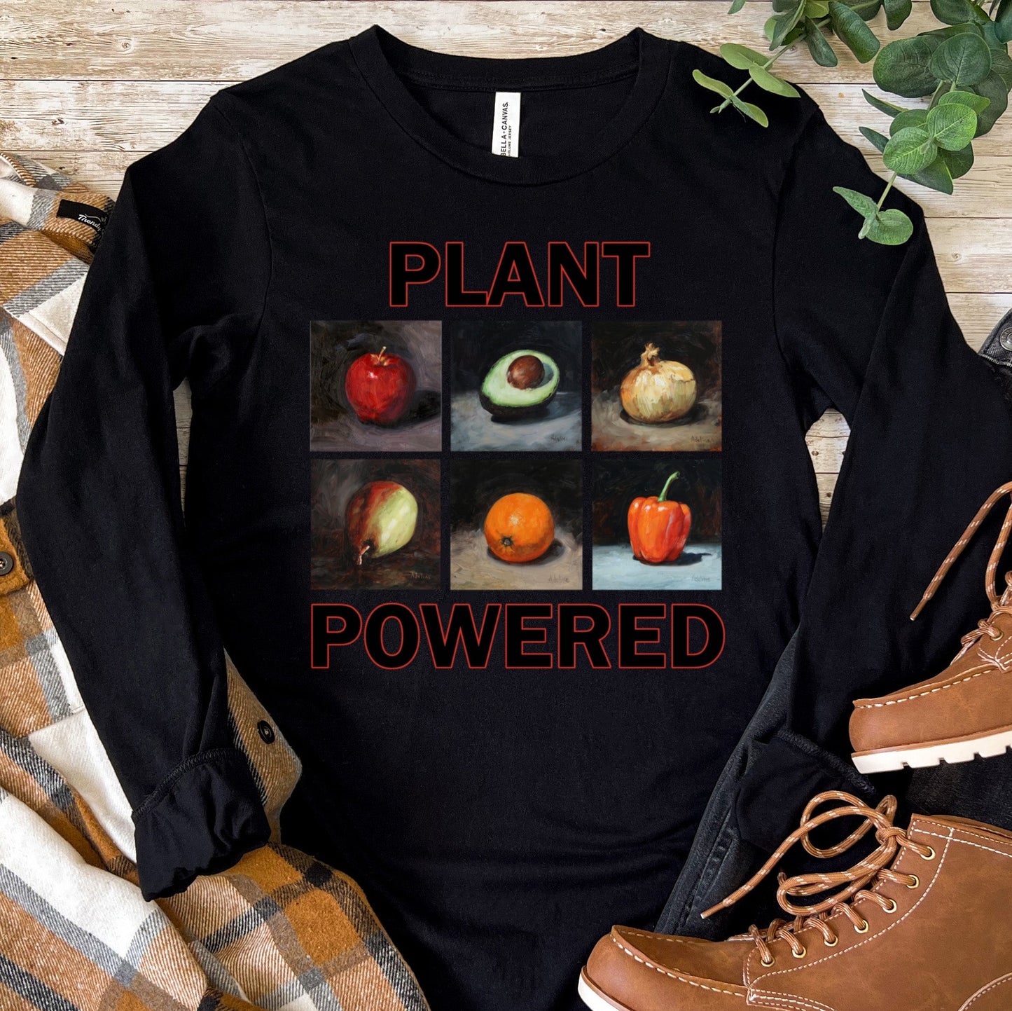 Pflanzenbasierte Langarm-T-Shirt – Bequemes Baumwoll-T-Shirt