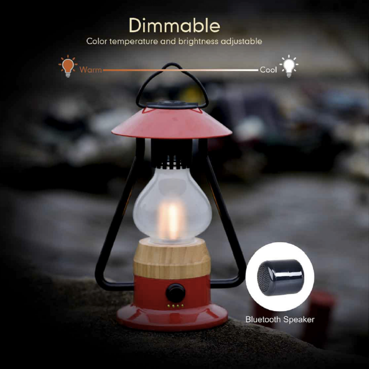 TRU De-LIGHT ROMANTICO LED All-in-One Lampe, wiederaufladbar, Bluetooth-Musiklautsprecher – FEUERROT / GELB / AQUABLAU / GRÜN / SCHWARZ