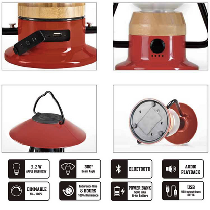 TRU De-LIGHT ROMANTICO LED All-in-One Lampe, wiederaufladbar, Bluetooth-Musiklautsprecher – FEUERROT / GELB / AQUABLAU / GRÜN / SCHWARZ