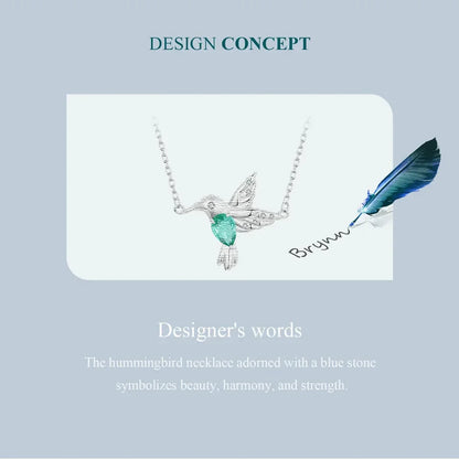 Elegant Sterling Silver Hummingbird Pendant Necklace