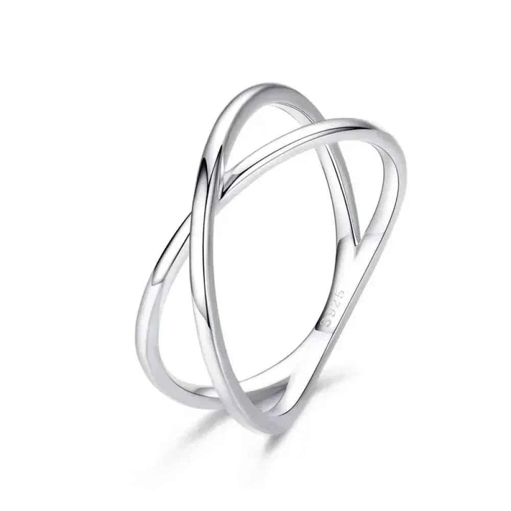Breathtaking 14K Gold Plated X Ring - Elegant Minimalist 925 Sterling Silver Cross Ring For Women - Promise Jewelry Scr543