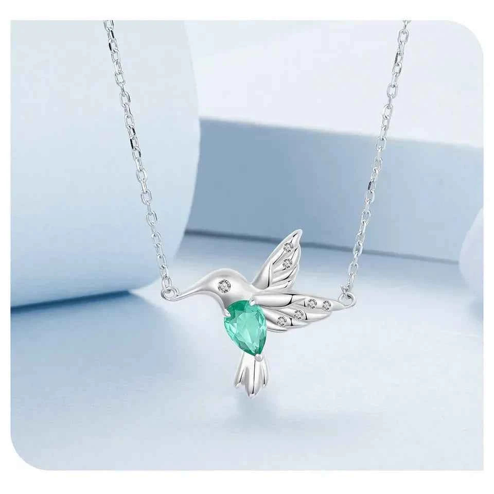 Elegant Sterling Silver Hummingbird Pendant Necklace