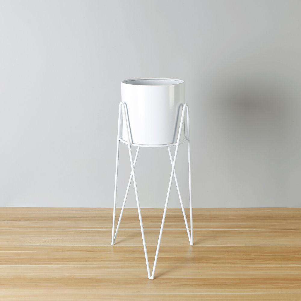Shira White Pflanzgefäß mit Haarnadelbeinen (61cm)