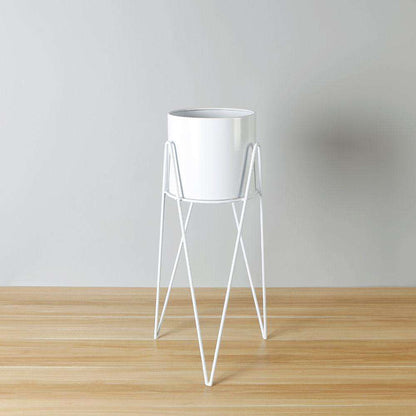 Shira White Pflanzgefäß mit Haarnadelbeinen (61cm)