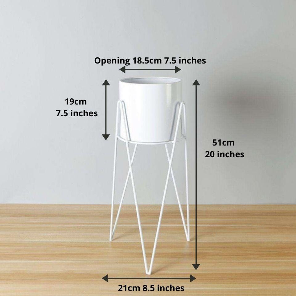 Shira White Pflanzgefäß mit Haarnadelbeinen (61cm)