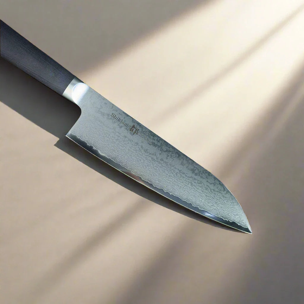 Miyako SUS 180mm Santokumesser – Klinge aus 33-lagigem Damaststahl – Hergestellt in Japan