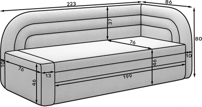 Fabillo Storage Sleeper Sofa - Dark Grey