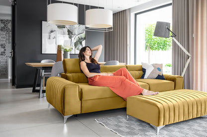 Laurence 3-Sitzer Schlafsofa aus Samt – Senf