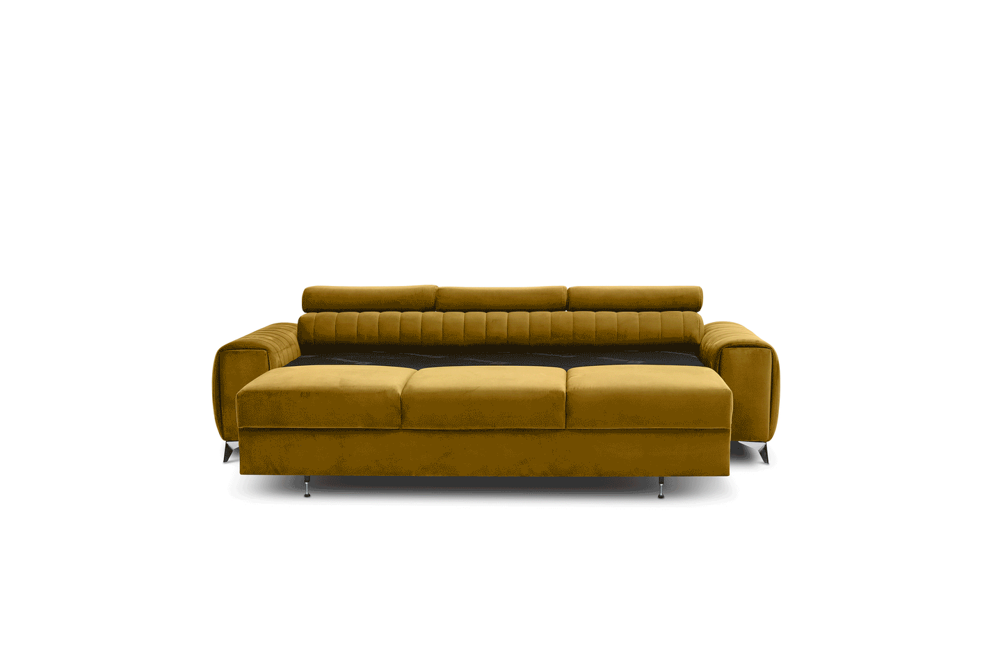 Laurence 3-Sitzer Schlafsofa aus Samt – Senf