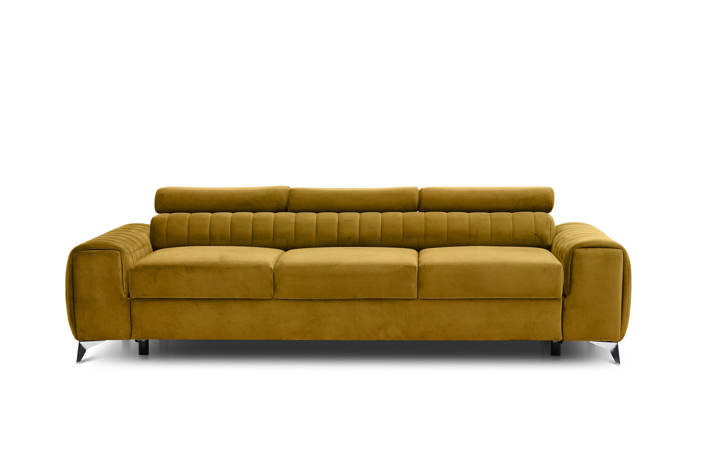 Laurence 3-Sitzer Schlafsofa aus Samt – Senf