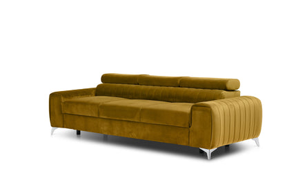 Laurence 3-Sitzer Schlafsofa aus Samt – Senf