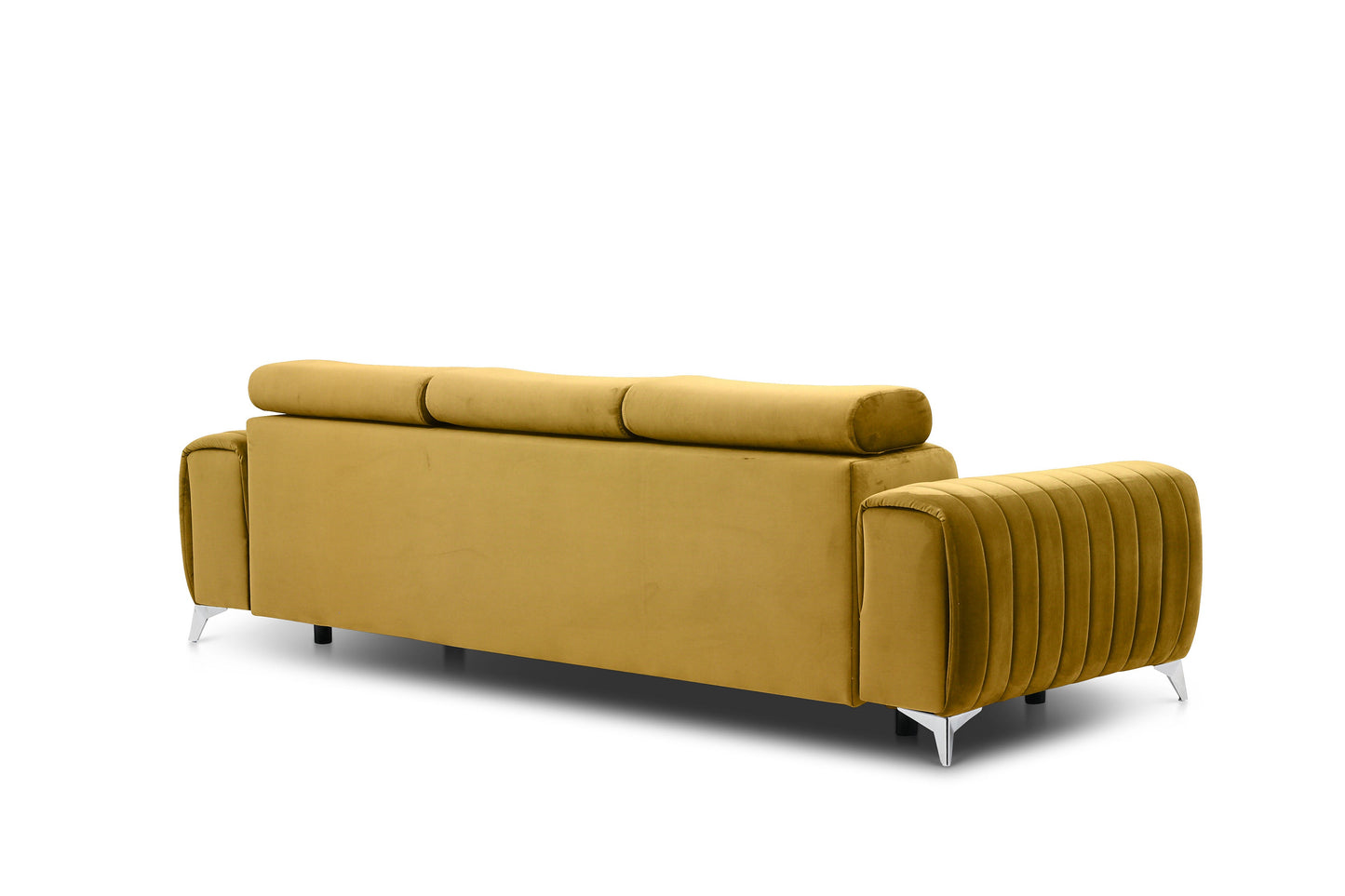 Laurence 3-Sitzer Schlafsofa aus Samt – Senf