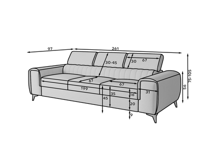 Laurence 3-Sitzer Schlafsofa aus Samt – Senf