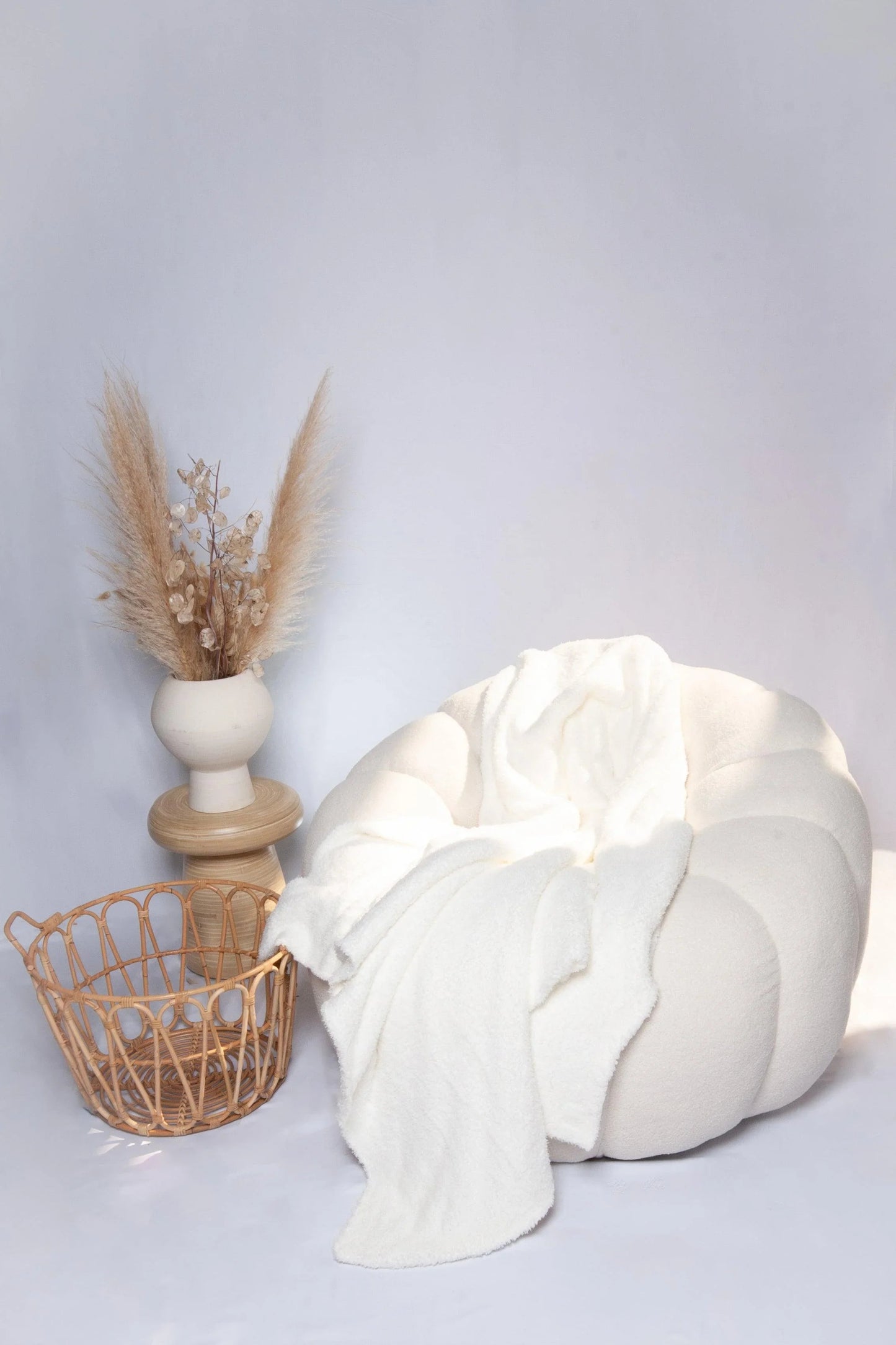 White Solid Double Layered Extended Throw