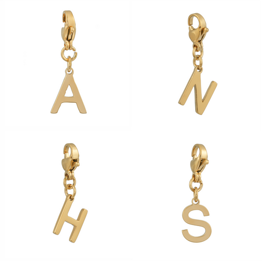 SOLID LETTER MINI CHARMS A–Z in GOLD: Dainty Initial Alphabet Pendant for Necklaces & Bracelets — $12.50