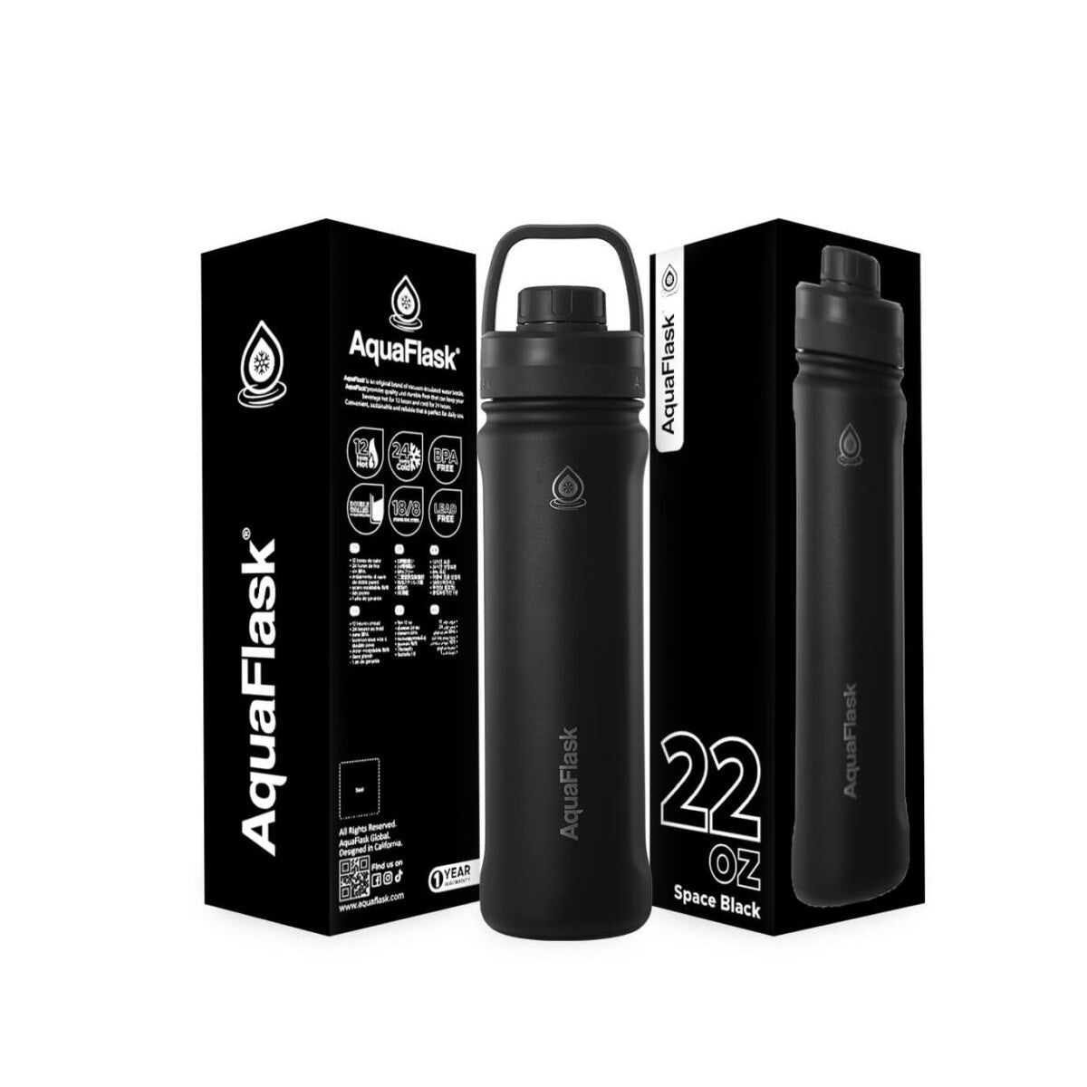 AquaFlask Sportflasche 650ml (22oz) – Vakuumisoliert, Auslaufsicher, BPA-frei