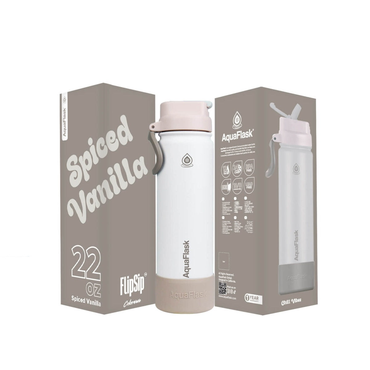 AquaFlask (22oz) Colorwave Flip Sip Isolierte Wasserflasche Doppelwandiger Edelstahl Heiß- & Kaltgetränke