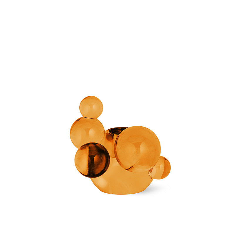 Blasen-Kristallglas-Kerzenhalter – Orange Dekorative Skulptur