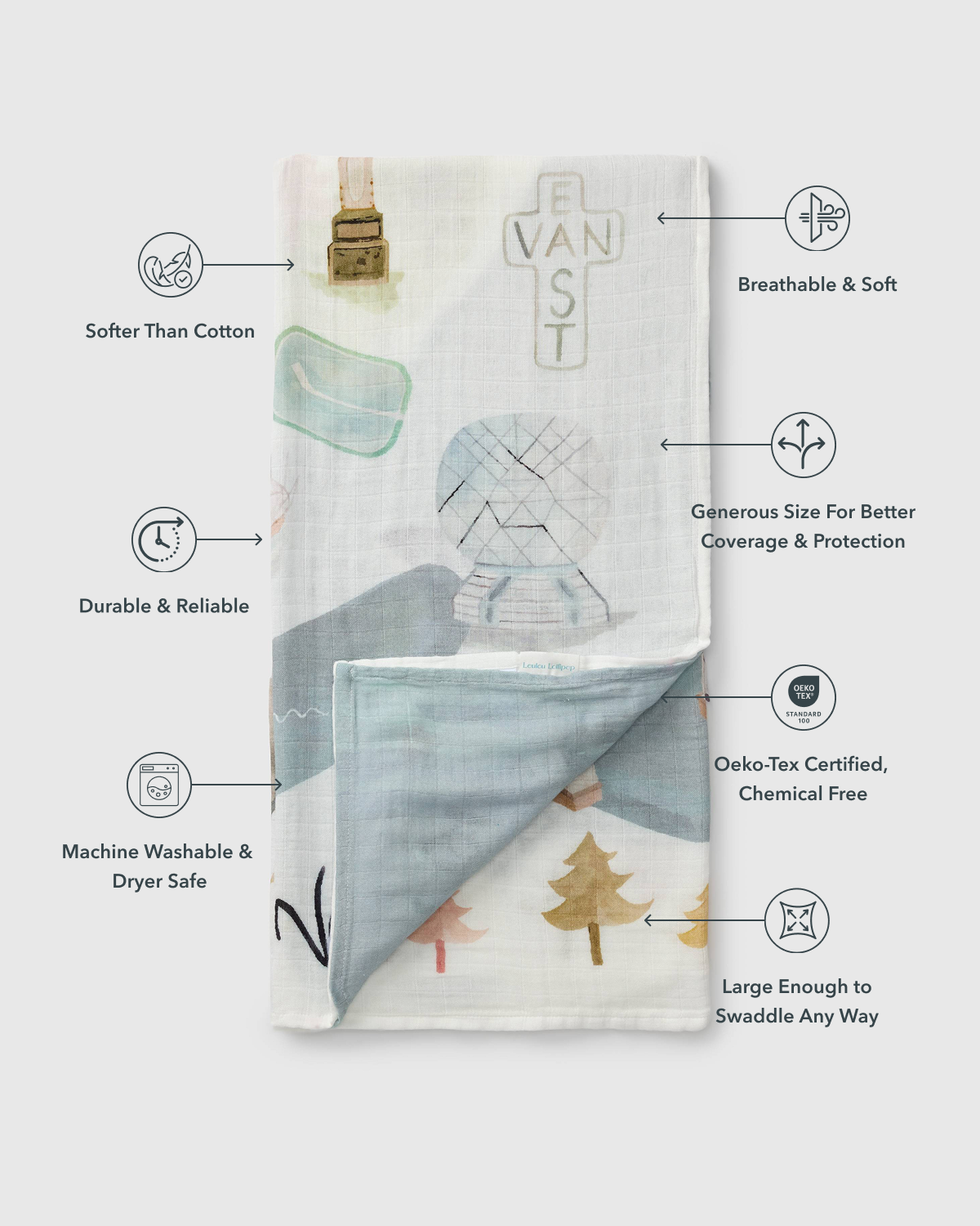 Baby Muslin Swaddle in Tanboocel® Bamboo Viscose - Vancouver