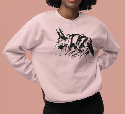 Simplicity Pferdeportrait Sweatshirt – Elegante, klar linierte Grafikbekleidung
