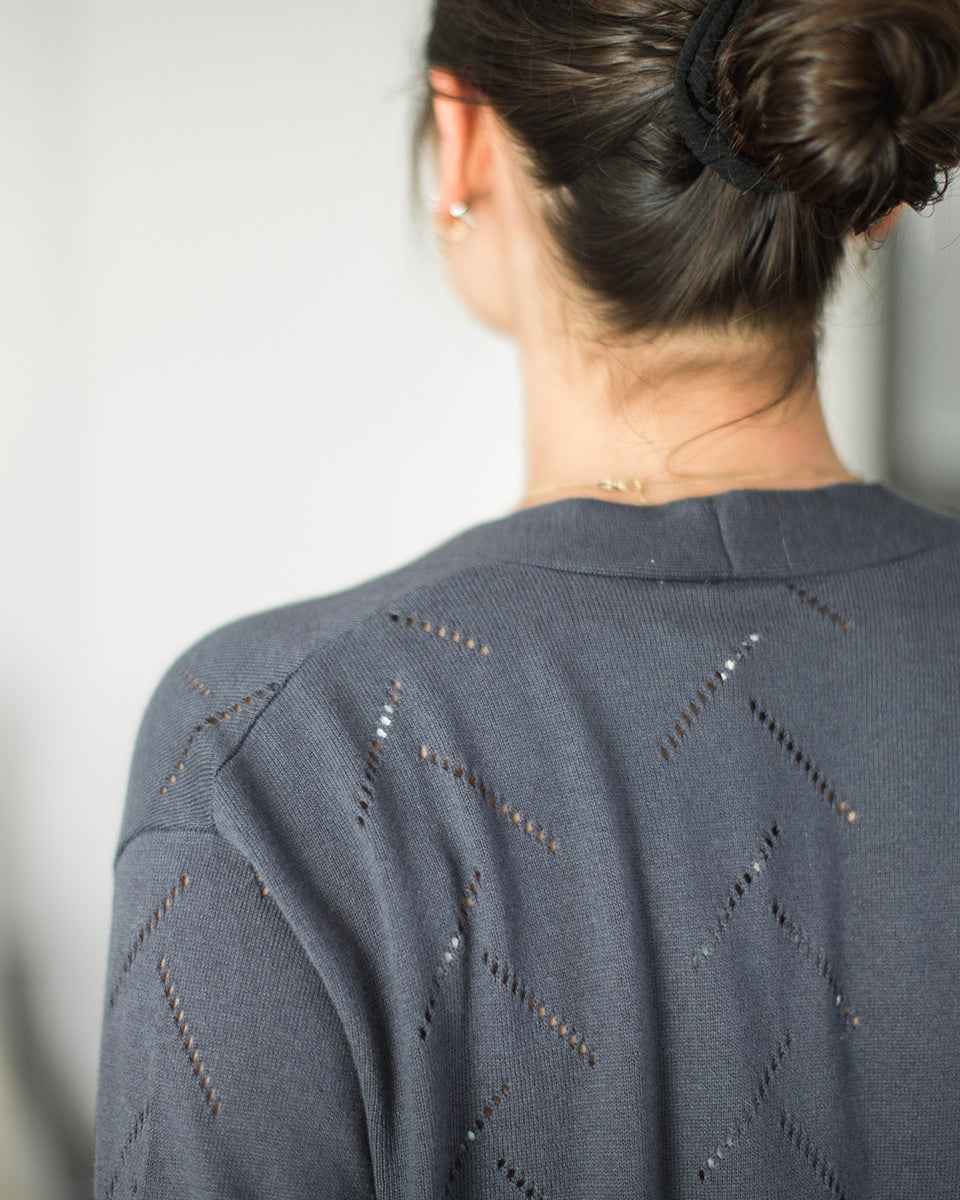 Highline Cotton Sage Tree Stitch Cardigan