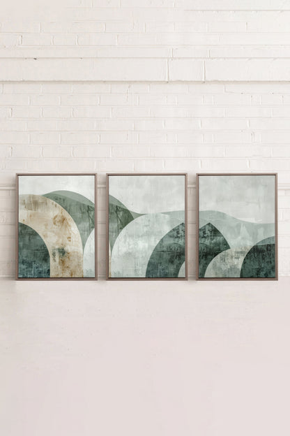 GREEN ELEGANCE TRIO (3 Werke auf gespannter Leinwand)