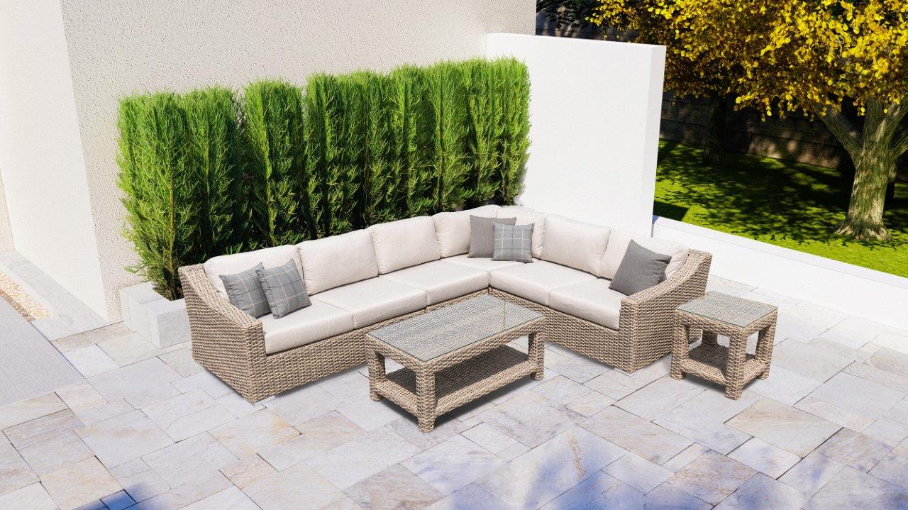 Tulip Ecksofa mit 6 Sitzen und Sunbrella®-Kissen