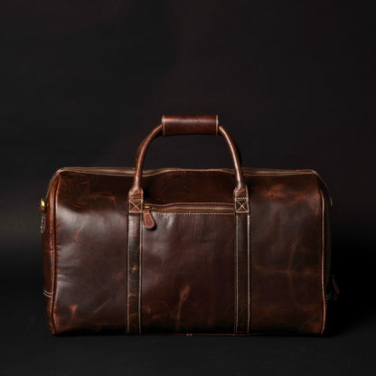 The Wayfarer Bag – Klassische Reisetasche aus braunem Vollnarbenleder