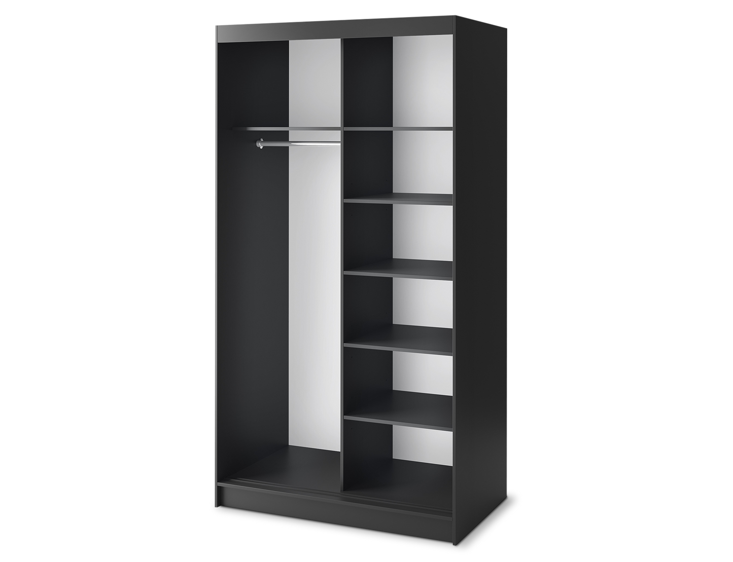 Marrphy Mirrored 2 Sliding Door Freestanding Wardrobe - Black/Oak Caramel