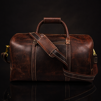 The Wayfarer Bag – Klassische Reisetasche aus braunem Vollnarbenleder