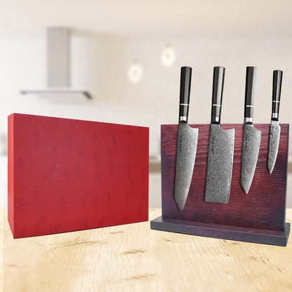 KASAI KOGATANA FIVE | Essentielles 5-teiliges Messerset | 4 Messer mit magnetischem Holzblock