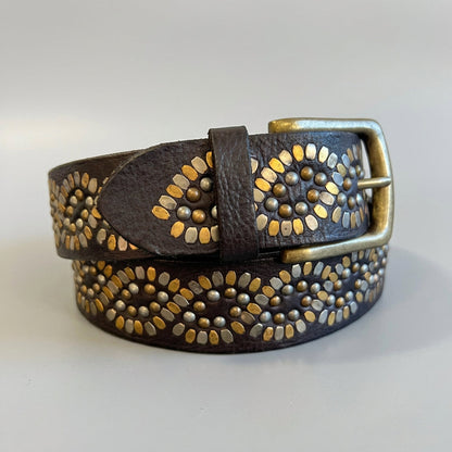 Women's Full Grain Leather Belt with Studs