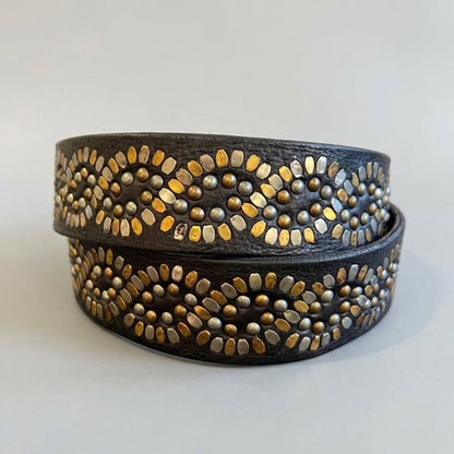 Women's Full Grain Leather Belt with Studs