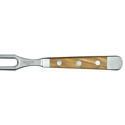 ALPHA OLIVE | Fleischgabel 18 cm | Geschmiedeter Stahl / Olivenholzgriff