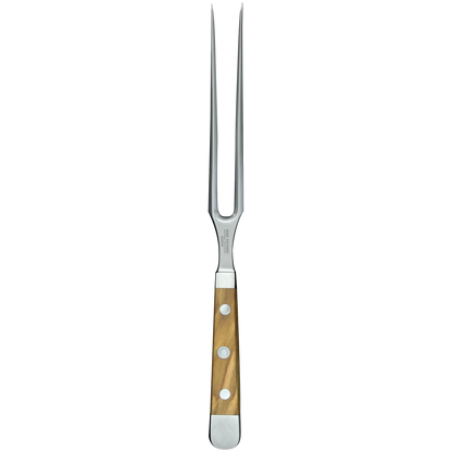 ALPHA OLIVE | Fleischgabel 18 cm | Geschmiedeter Stahl / Olivenholzgriff