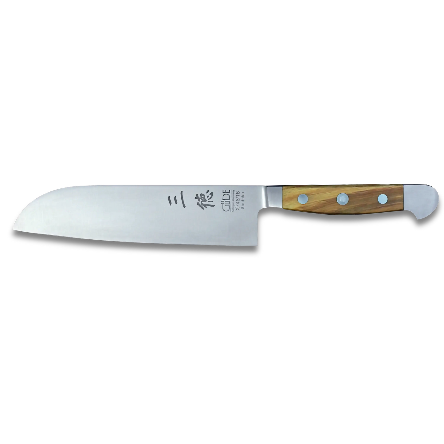 ALPHA OLIVE | Santoku Messer Glatte Klinge 7 Zoll | Geschmiedeter Stahl / Olivenholzgriff