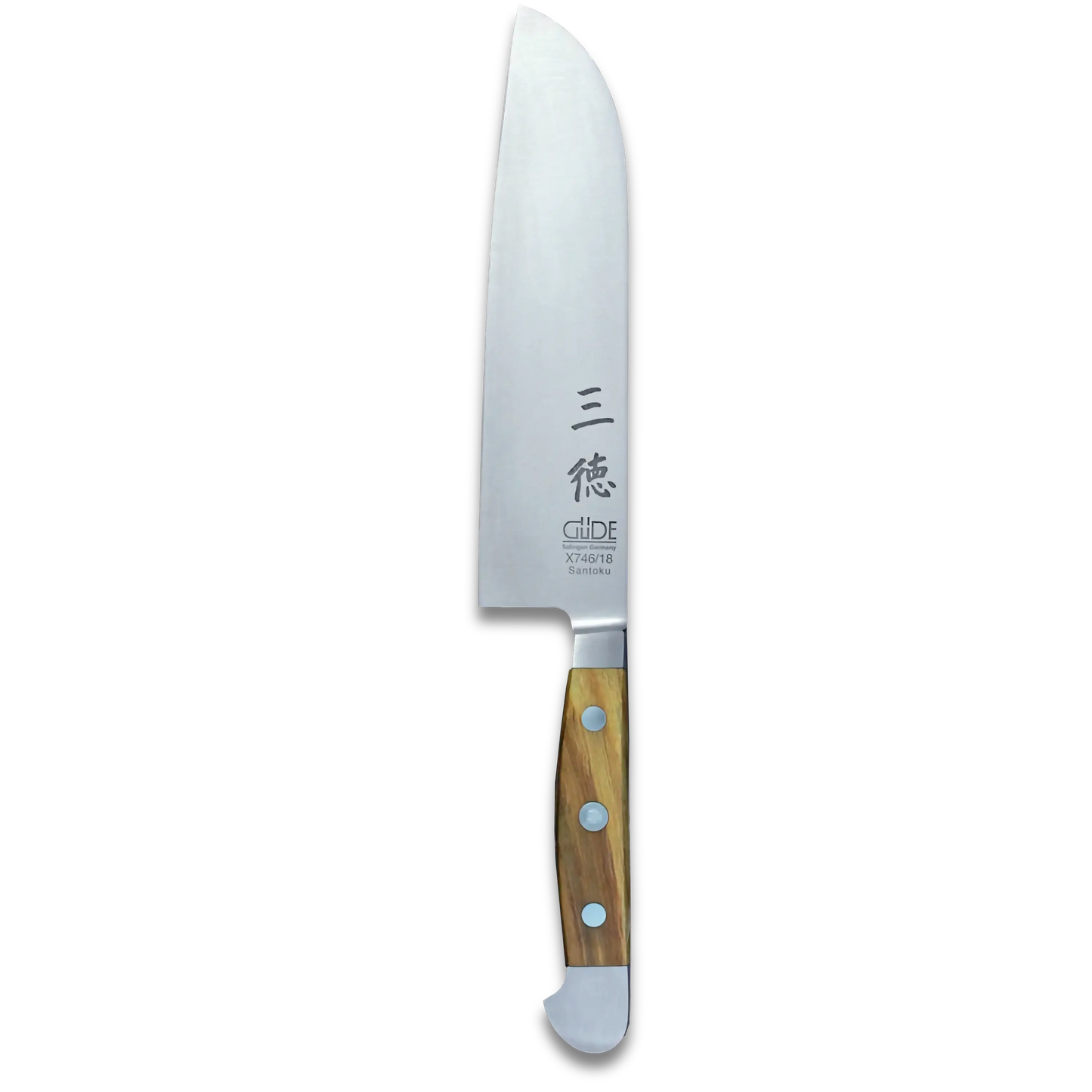 ALPHA OLIVE | Santoku Messer Glatte Klinge 7 Zoll | Geschmiedeter Stahl / Olivenholzgriff