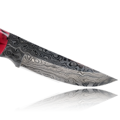 YUMA Damaszener Skinner Messer 5 Zoll Klinge mit originaler Rindslederscheide