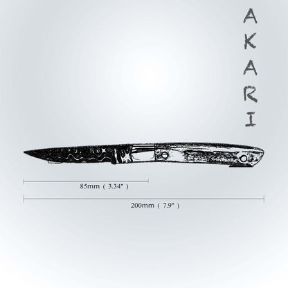 AKARI Skinner Messer 3,5 Zoll mit Hirschhorngriff und Original-Lederscheide
